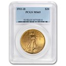 1911-D $20 St Gaudens Gold Double Eagle MS-65 PCGS