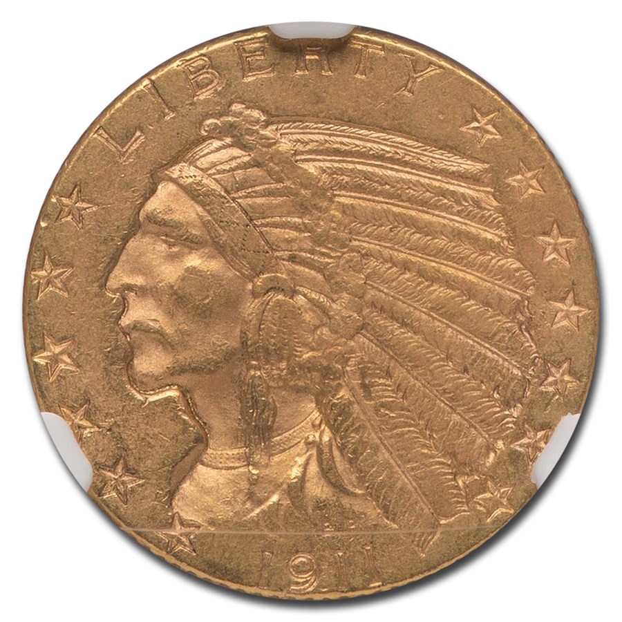 1911-D $5 Indian Gold Half Eagle AU-58 NGC CAC