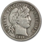 1911-D Barber Dime VF