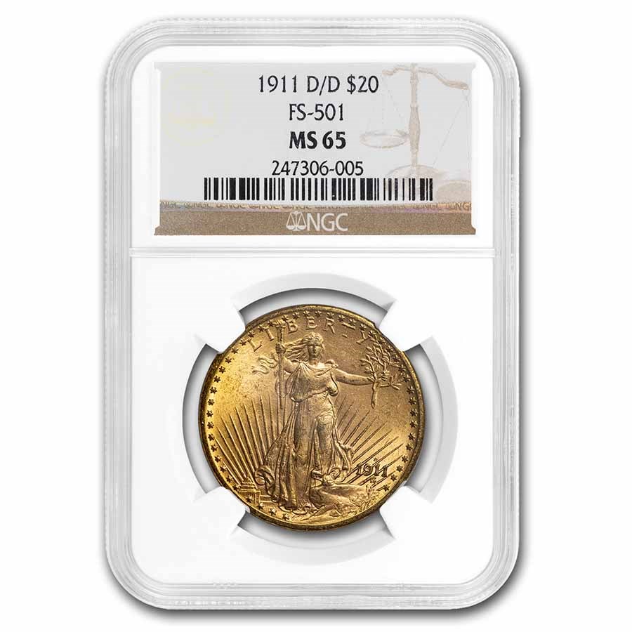 Buy 1911 D/D $20 St-Gaudens Gold Double Eagle MS-65 | APMEX