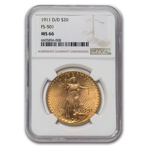 Buy 1911-D/D $20 St Gaudens Gold Double Eagle MS-66 NGC (FS-501) | APMEX