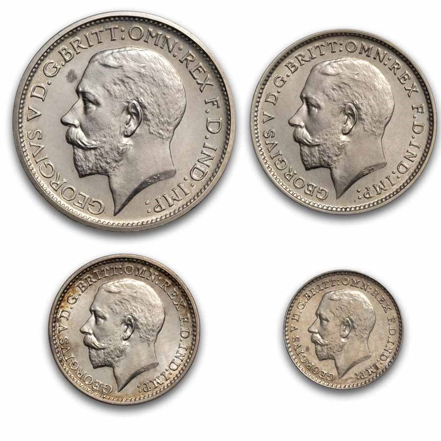 1911 Great Britain Silver 4-Coin Maundy Set George V