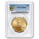 1911-S $20 St Gaudens Gold Double Eagle MS-64 PCGS