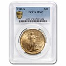 1911-S $20 St Gaudens Gold Double Eagle MS-65 PCGS