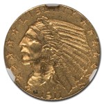 1911-S $5 Indian Gold Half Eagle AU-55 NGC