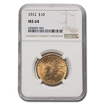 1912 $10 Indian Gold Eagle MS-64 NGC