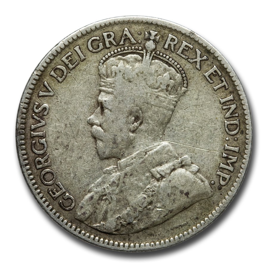 1912-1919 Canada Silver 25 Cents George V Avg Circ