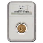 1912 $2.50 Indian Gold Quarter Eagle MS-62 NGC