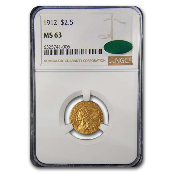 Buy 1912 $2.50 Indian Gold Quarter Eagle MS-63 NGC CAC | APMEX