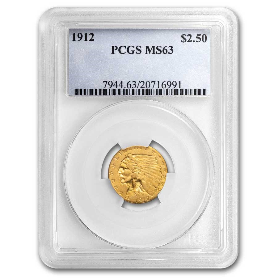 1912 $2.50 Indian Gold Quarter Eagle MS-63 PCGS