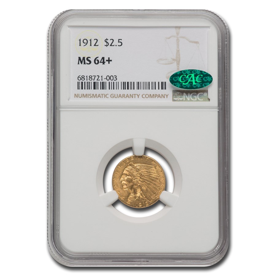 1912 $2.50 Indian Gold Quarter Eagle MS-64+ NGC CAC