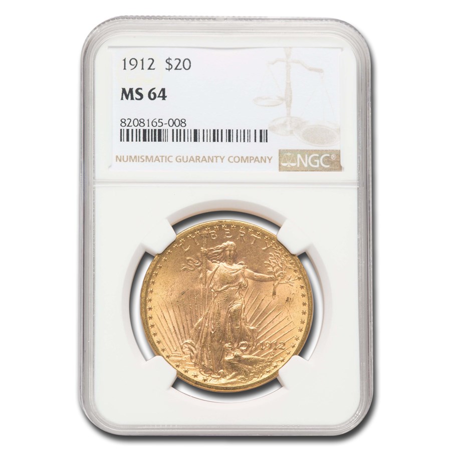 1912 $20 St Gaudens Gold Double Eagle MS-64 NGC