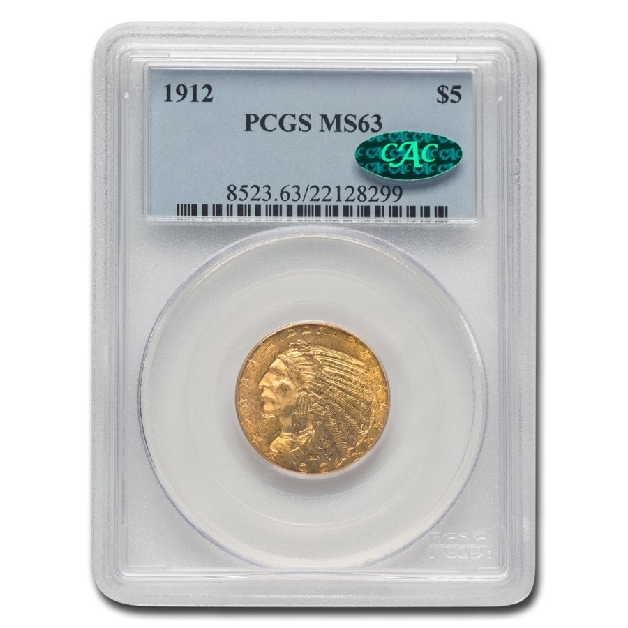 1912 $5 Indian Gold Half Eagle MS-63 PCGS CAC