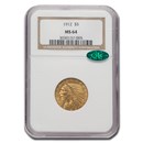 1912 $5 Indian Gold Half Eagle MS-64 NGC CAC