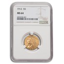 1912 $5 Indian Gold Half Eagle MS-64 NGC