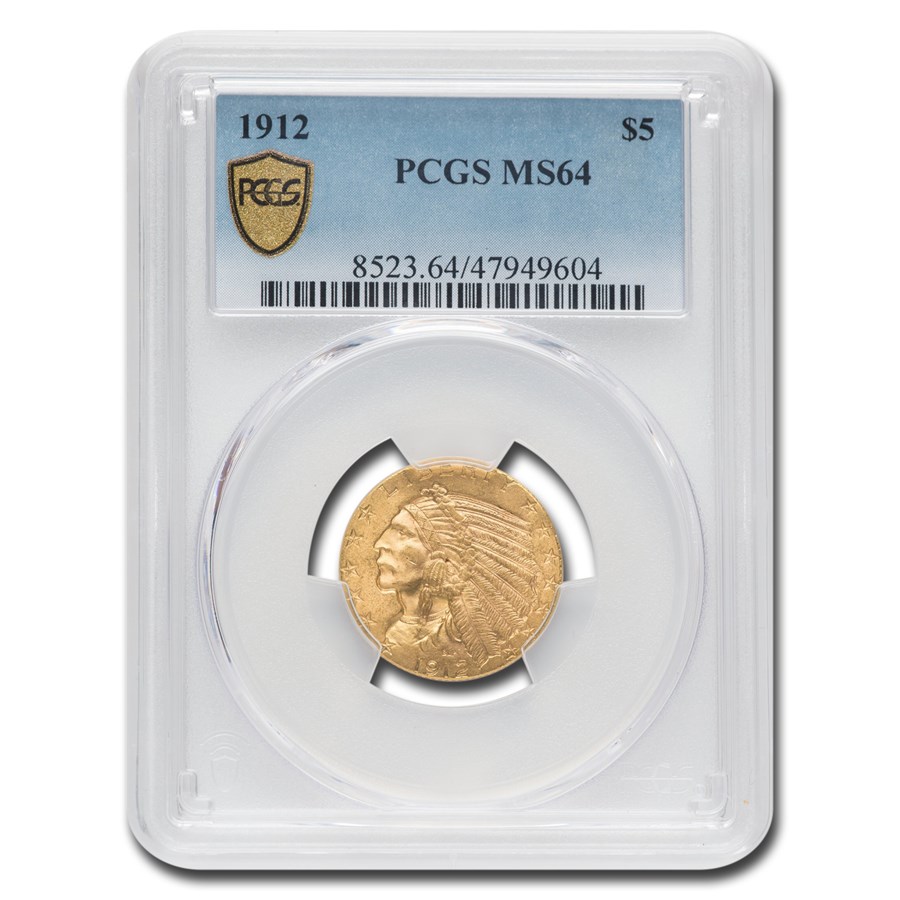 1912 $5 Indian Gold Half Eagle MS-64 PCGS