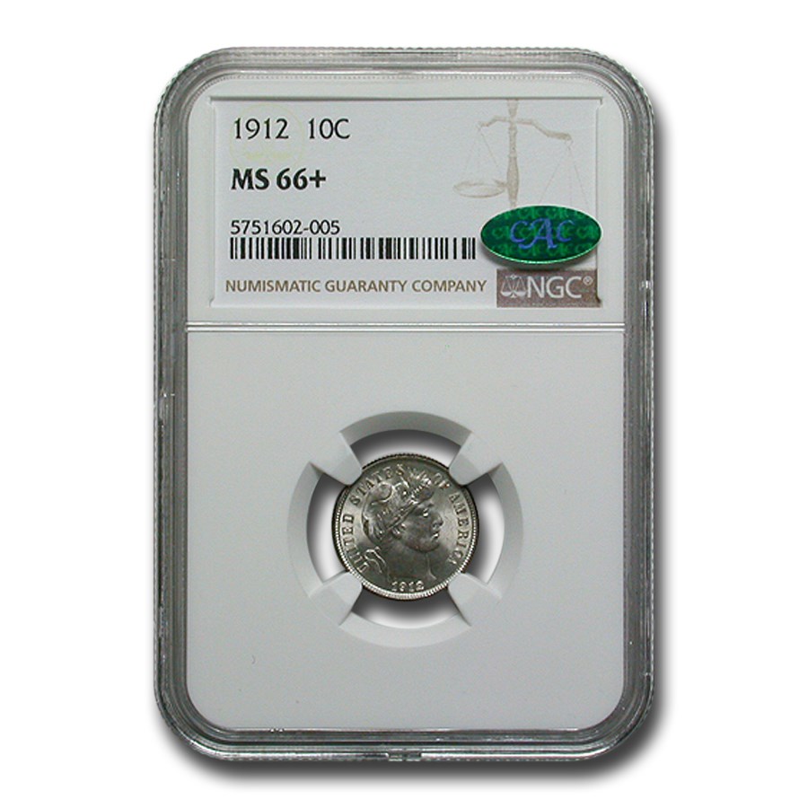 1912 Barber Dime MS-66+ NGC CAC