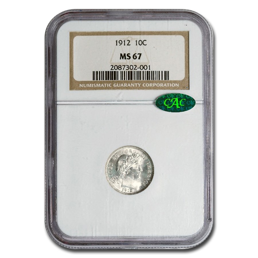 1912 Barber Dime MS-67 NGC CAC