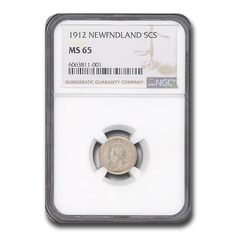 1912 Newfoundland Silver 5 Cents George V MS-65 NGC