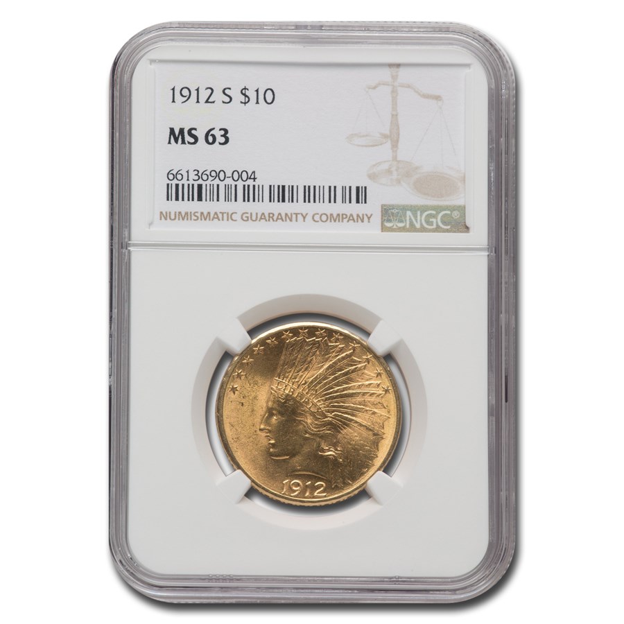 1912-S $10 Indian Gold Eagle MS-63 NGC