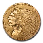 1912-S $5 Indian Gold Half Eagle MS-61 PCGS