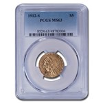 1912-S $5 Indian Gold Half Eagle MS-63 PCGS