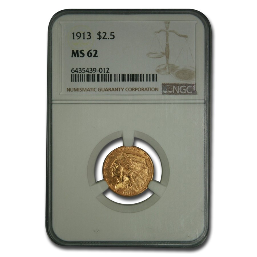 1913 $2.50 Indian Gold Quarter Eagle MS-62 NGC