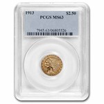 1913 $2.50 Indian Gold Quarter Eagle MS-63 PCGS