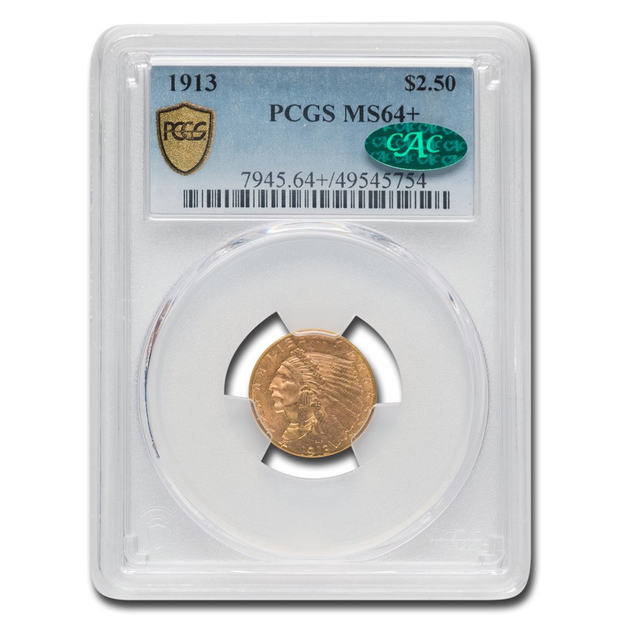 1913 $2.50 Indian Gold Quarter Eagle MS-64+ PCGS CAC