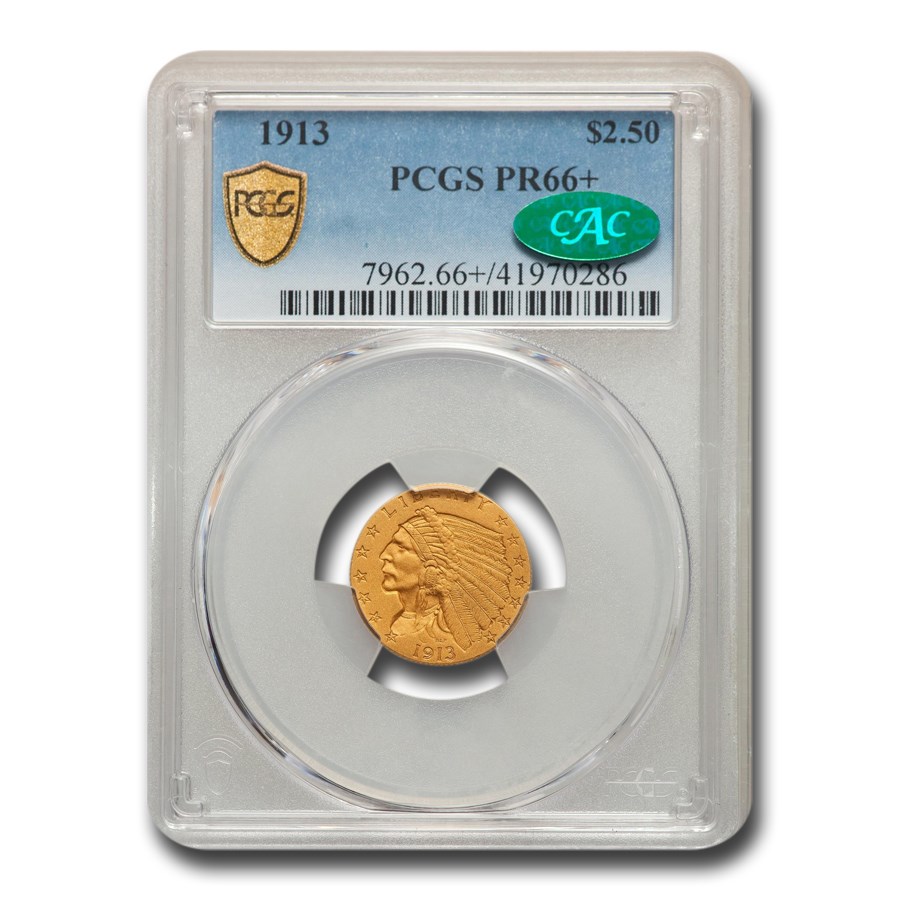 1913 $2.50 Indian Gold Quarter Eagle PR-66+ PCGS CAC