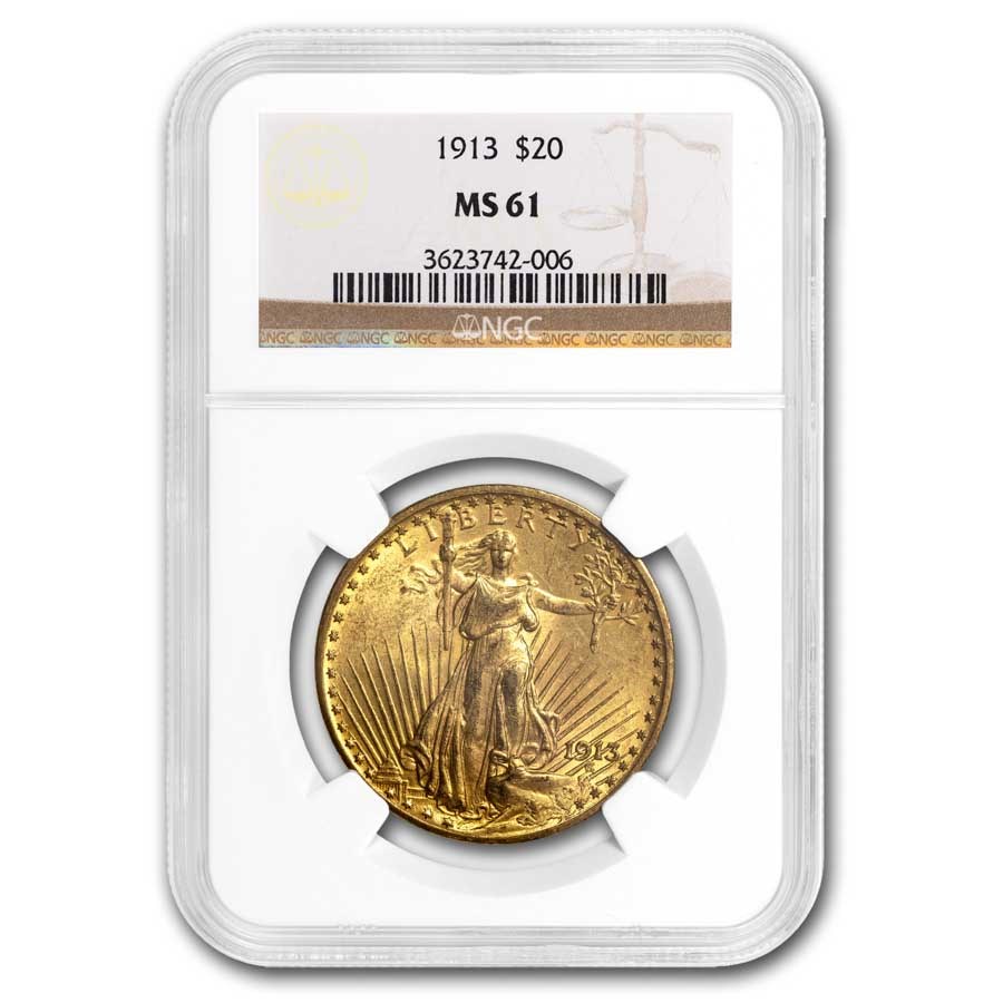 1913 $20 St Gaudens Gold Double Eagle MS-61 NGC