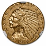 1913 $5 Indian Gold Half Eagle AU-58 NGC