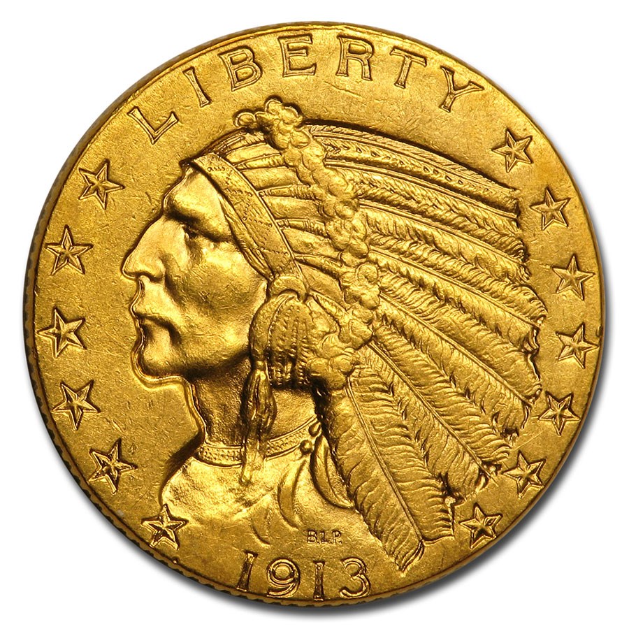 1913 $5 Indian Gold Half Eagle AU