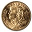 1913-B Swiss Gold 20 Francs Helvetia BU