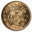 1913-B Swiss Gold 20 Francs Helvetia BU