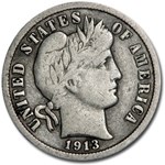 1913 Barber Dime Fine