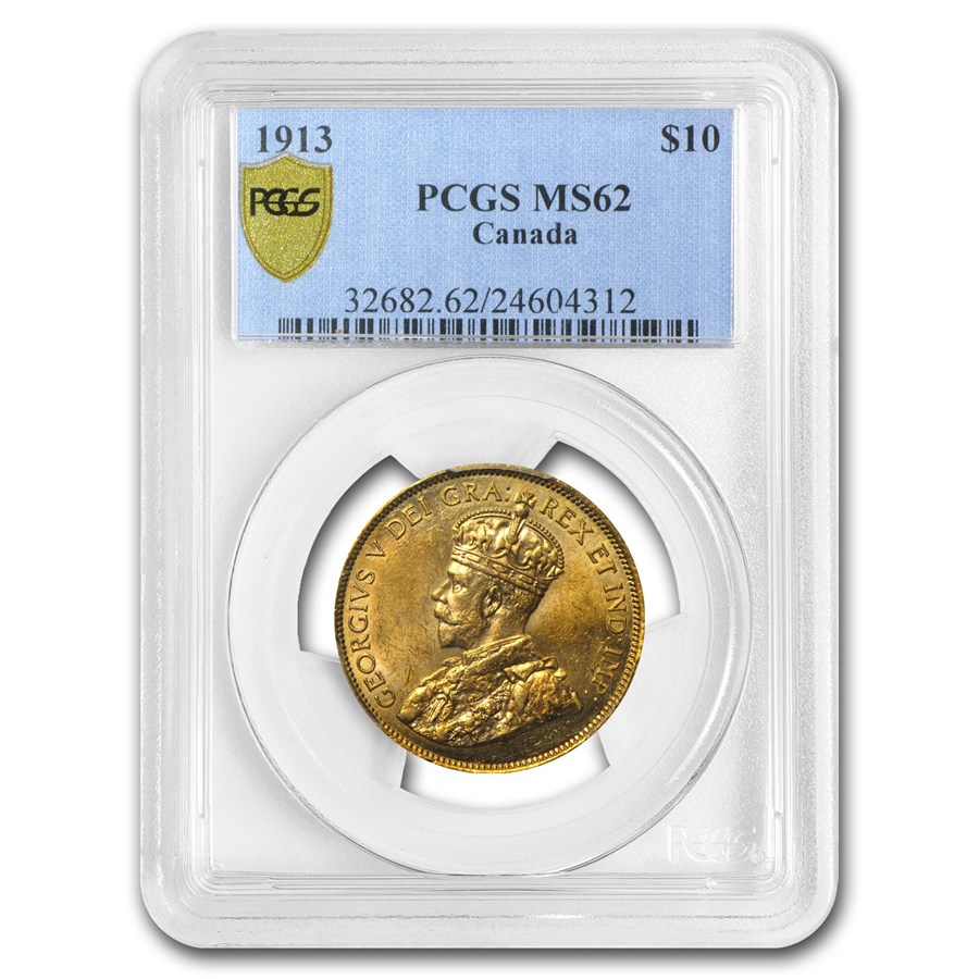 Buy 1913 Canada Gold $10 Reserve Ms-62 Pcgs 