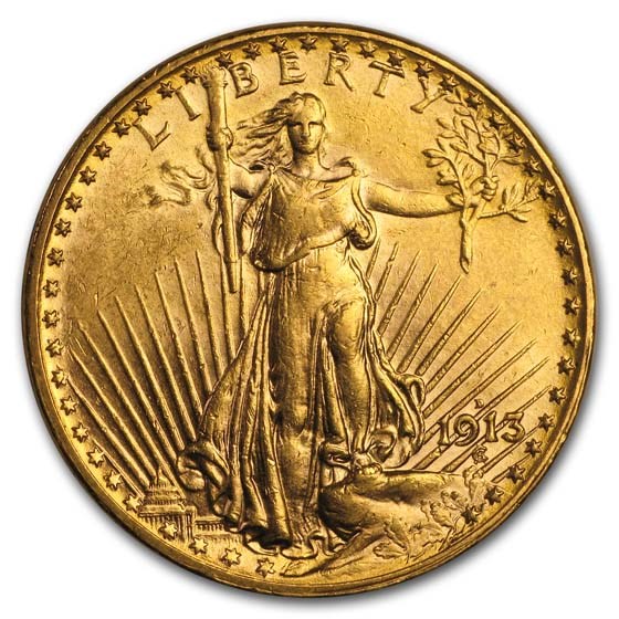 1913-D $20 St Gaudens Gold Double Eagle AU