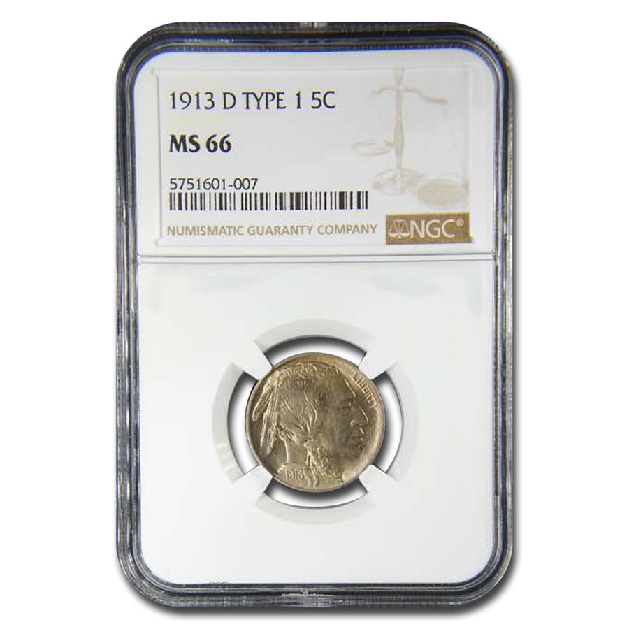 1913-D Buffalo Nickel Type-I MS-66 NGC