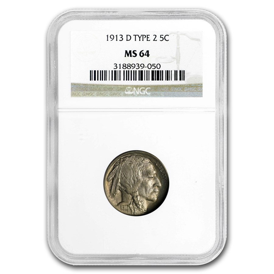 1913-D Buffalo Nickel Type-II MS-64 NGC