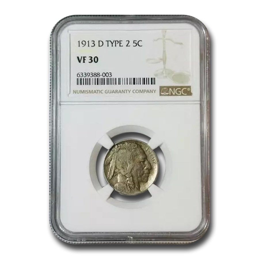 1913-D Buffalo Nickel VF-30 NGC