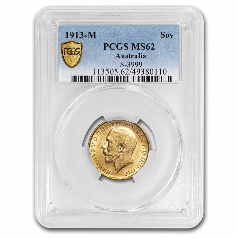 1913-M Australia Gold Sovereign George V MS-62 PCGS