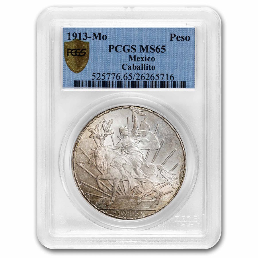 1913 Mexico Silver Peso Caballito MS-65 PCGS