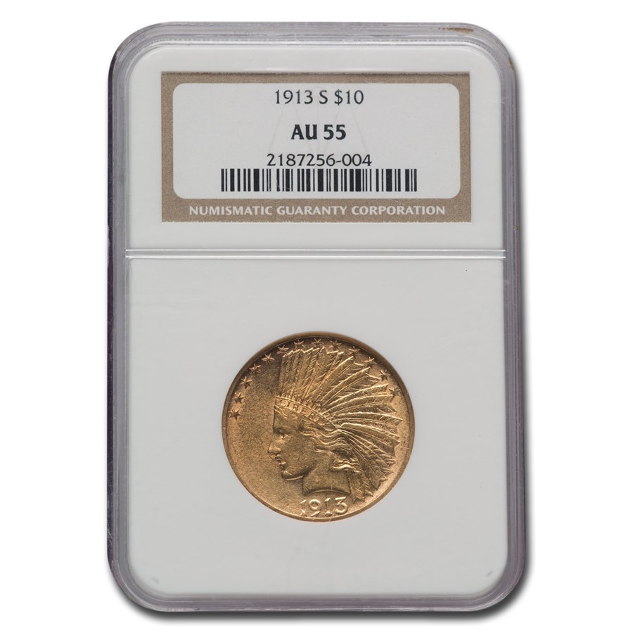 1913-S $10 Indian Gold Eagle AU-55 NGC