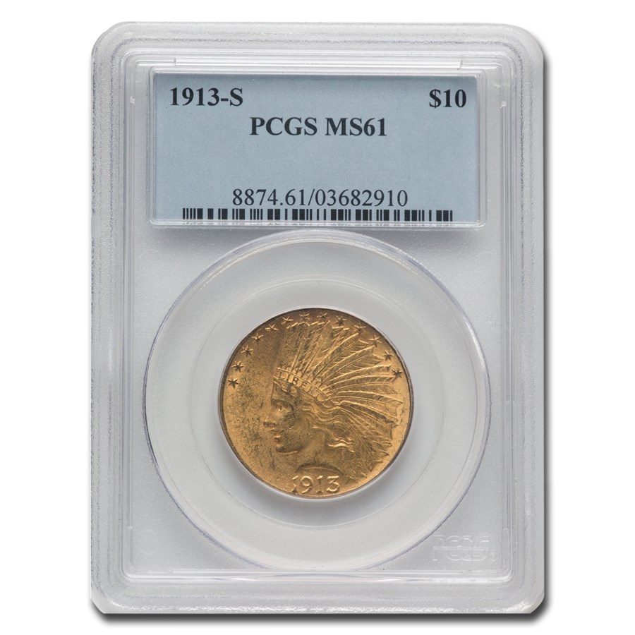 1913-S $10 Indian Gold Eagle MS-61 PCGS