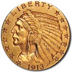 1913-S $5 Indian Gold Half Eagle XF