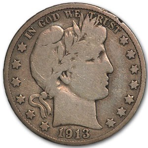 1913-S Barber Half Dollar VG