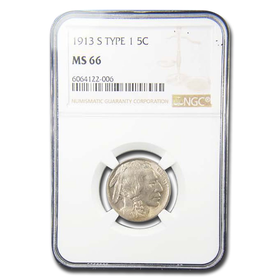 1913-S Buffalo Nickel Type-I MS-66 NGC