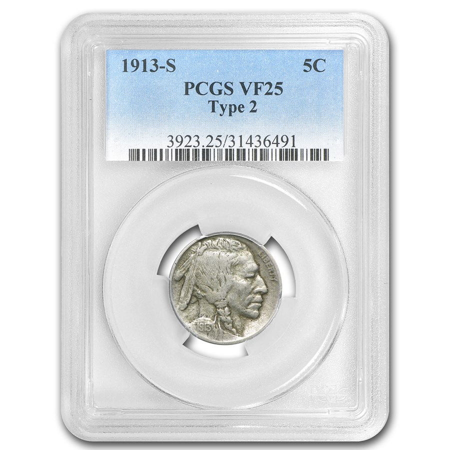 1913-S Buffalo Nickel Type-II VF-25 PCGS