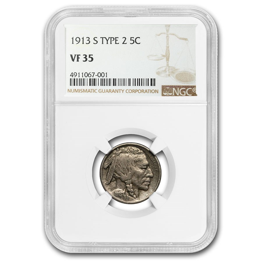 1913-S Buffalo Nickel Type-II VF-35 NGC